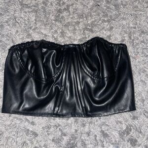 Black Leather Crop Top